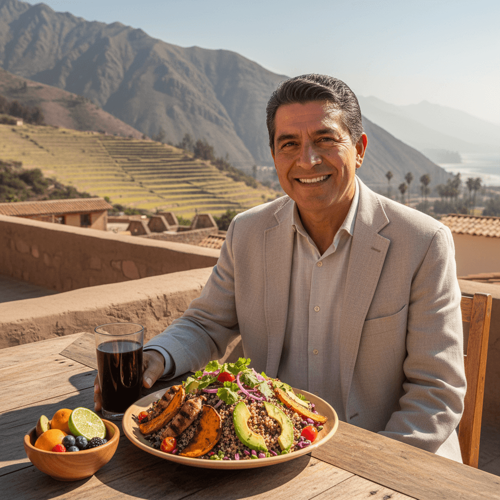 Hombre disfrutando su comida